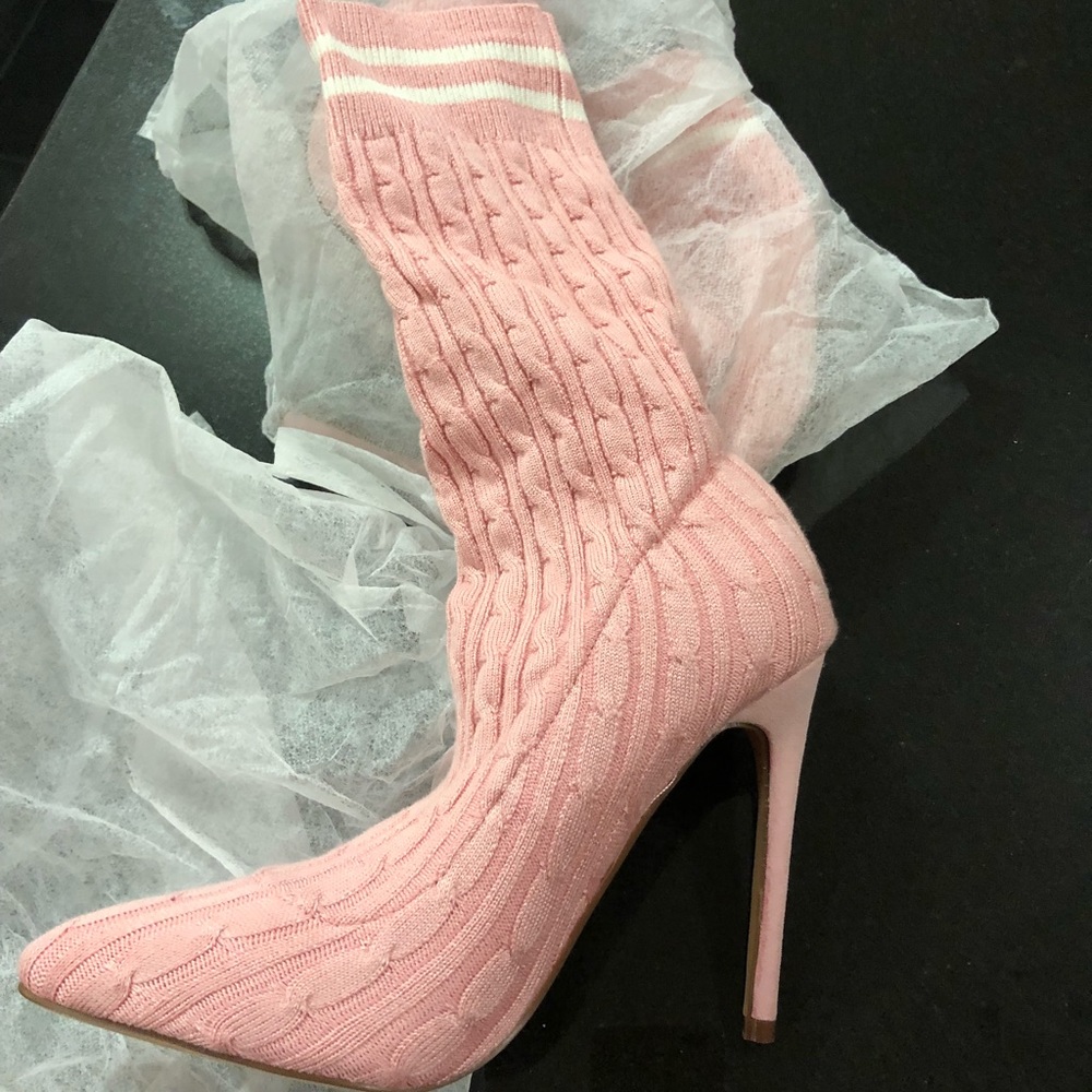 Pink sock booties